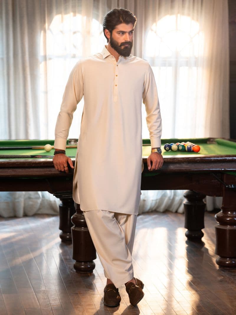 Cream Cut & Sew Kameez Shalwar thumbnail