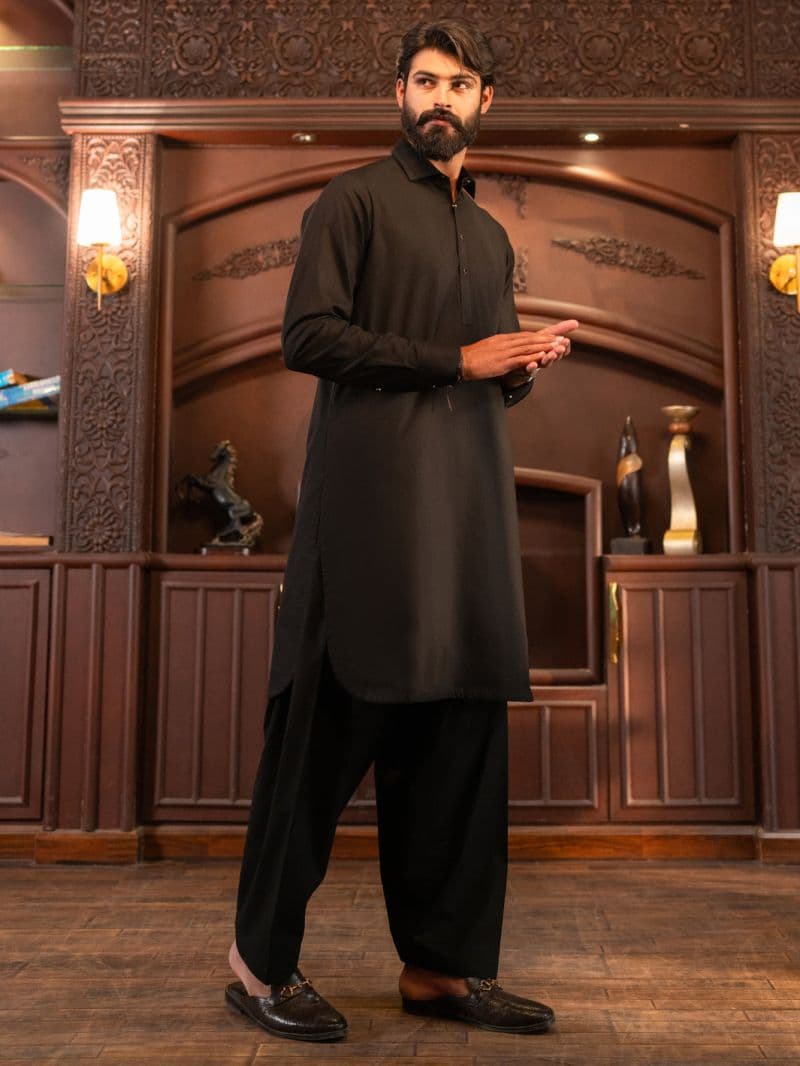 Black Cotton Cut & Sew Kameez Shalwar thumbnail