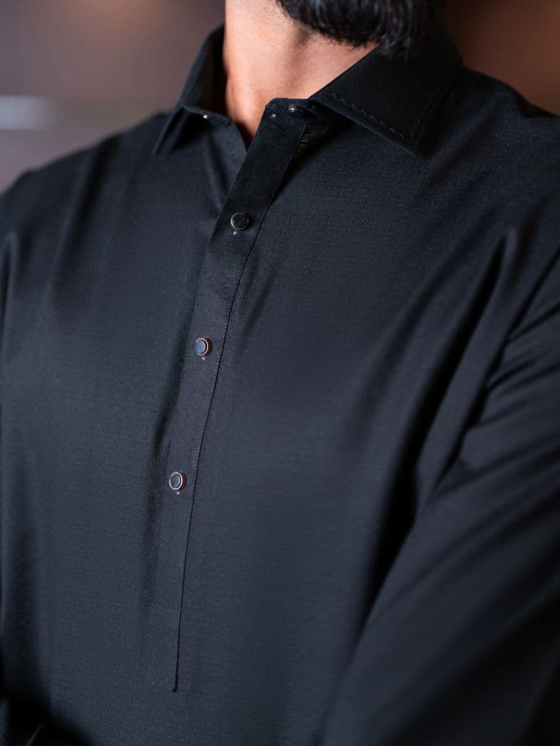 Black Cotton Cut & Sew Kameez Shalwar thumbnail
