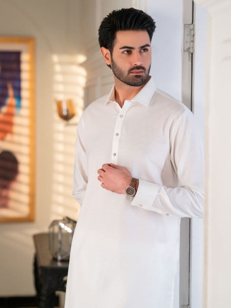 White Cotton Cut & Sew Kameez Shalwar thumbnail