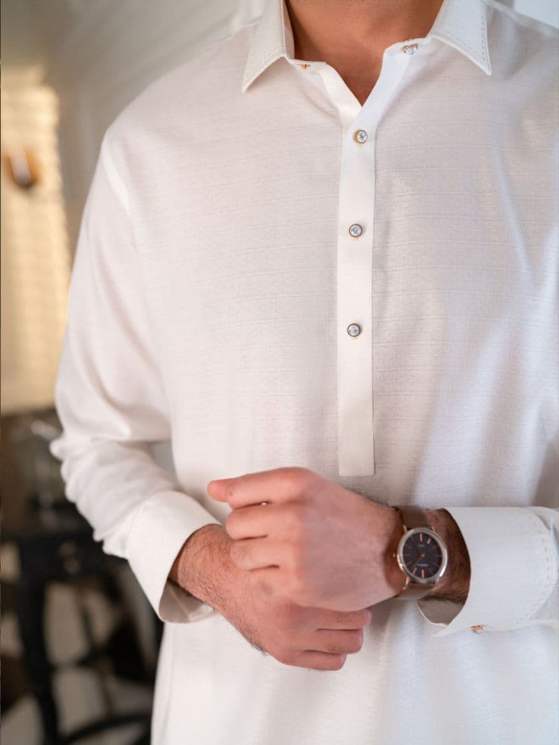 White Cotton Cut & Sew Kameez Shalwar thumbnail