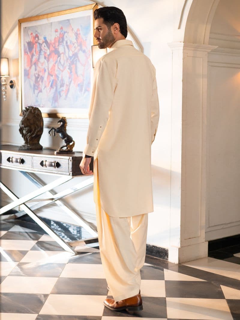 Off White Cut & Sew Kameez Shalwar