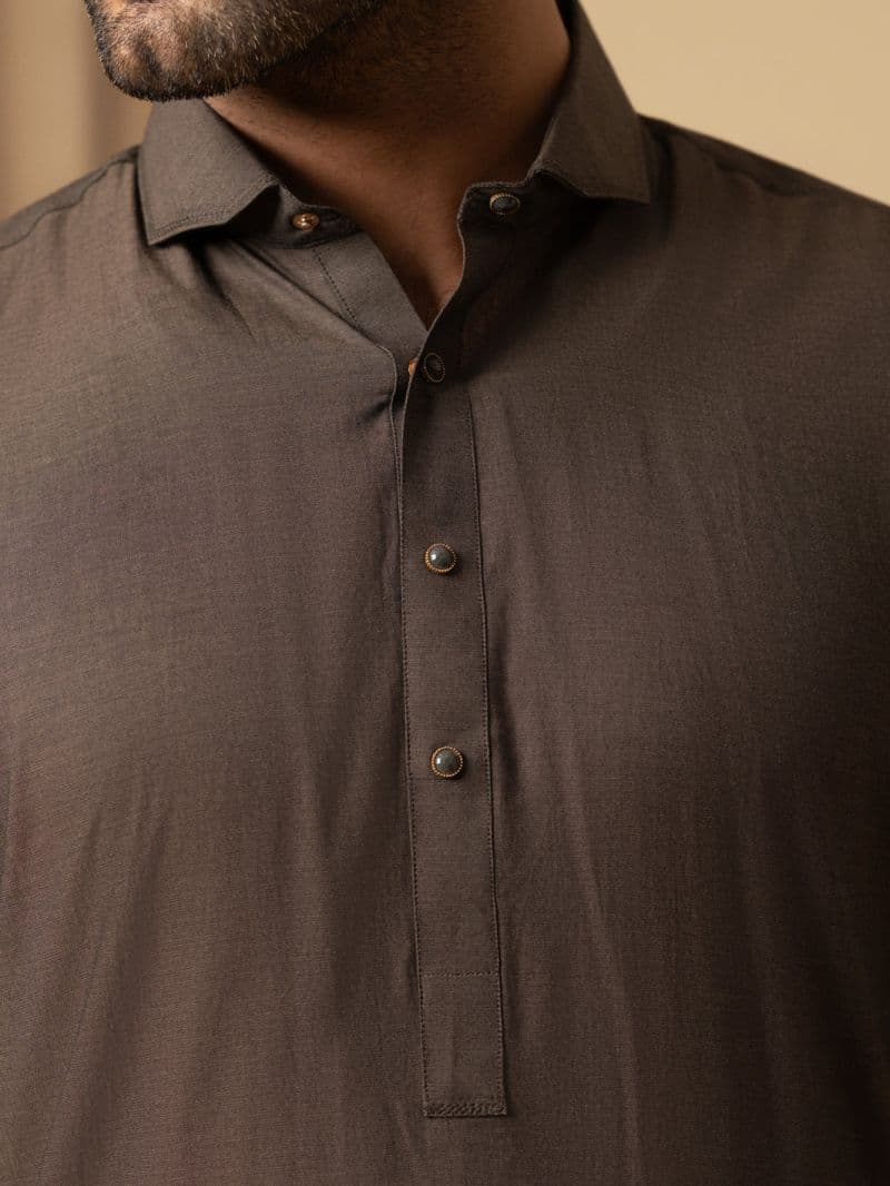 Brown Cotton Kameez Shalwar