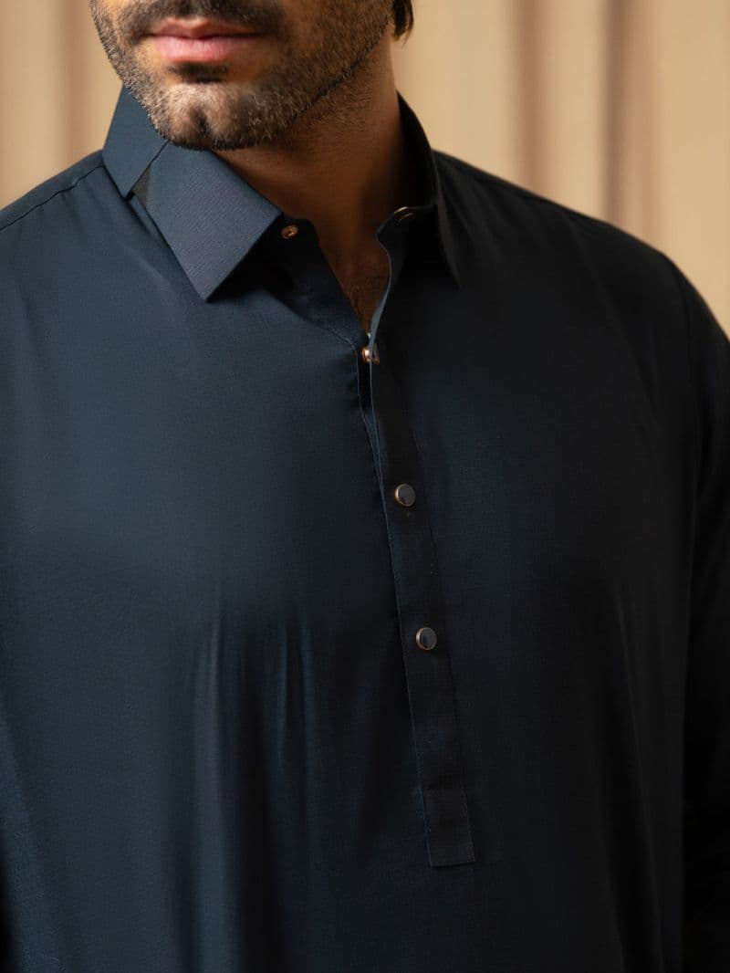 Navy Blue Cotton Kameez Shalwar thumbnail