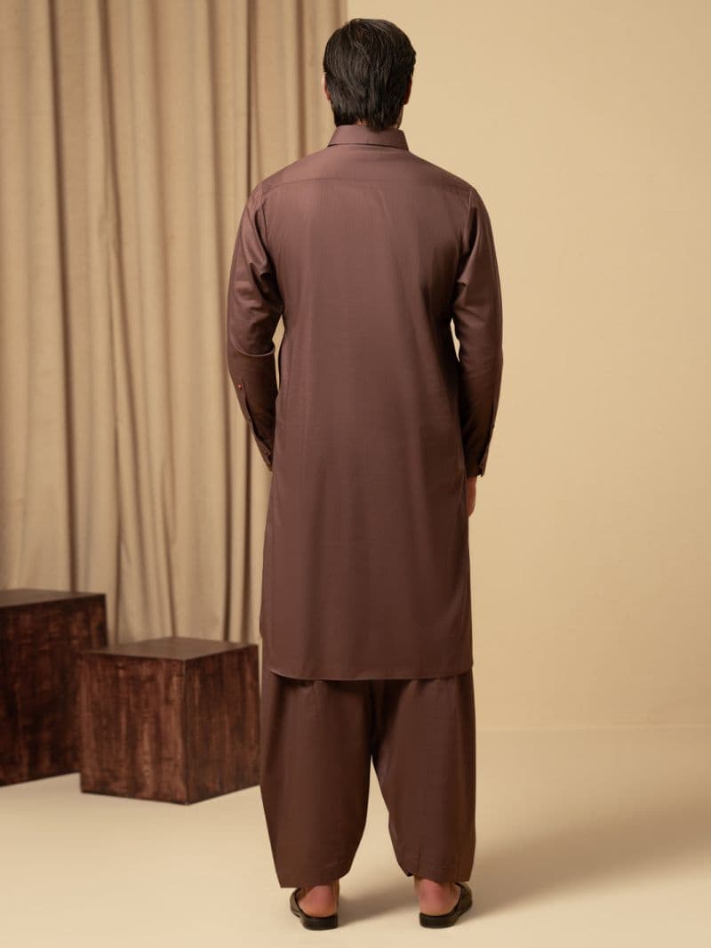 Brown Cotton Kameez Shalwar thumbnail