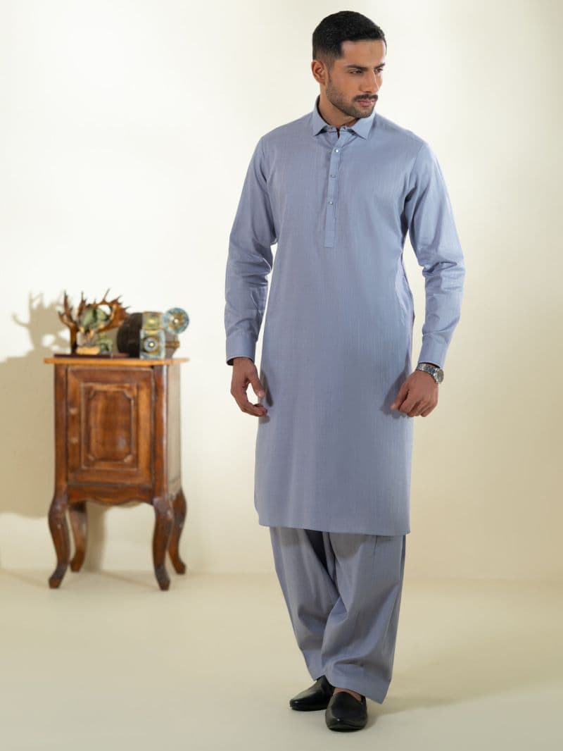 Purple Cotton Kameez Shalwar