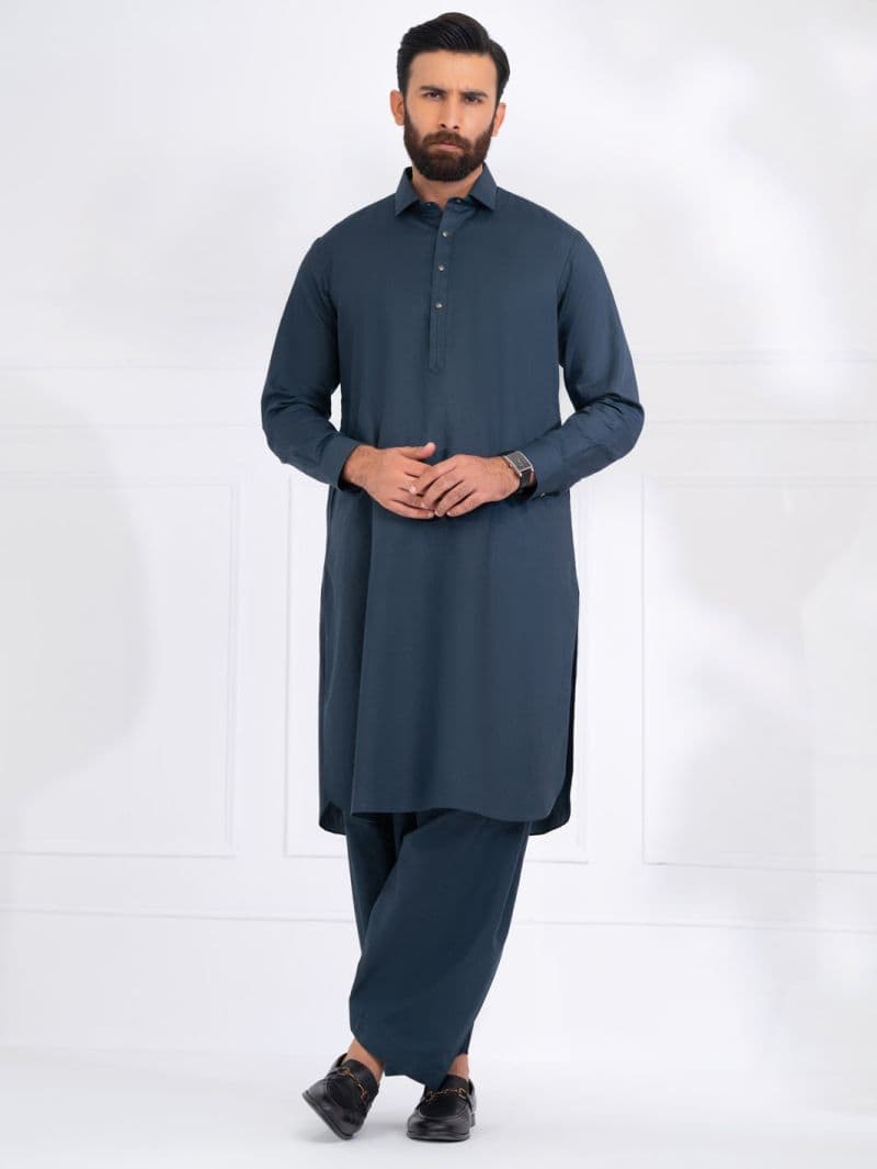 Teal Blended Kameez Shalwar