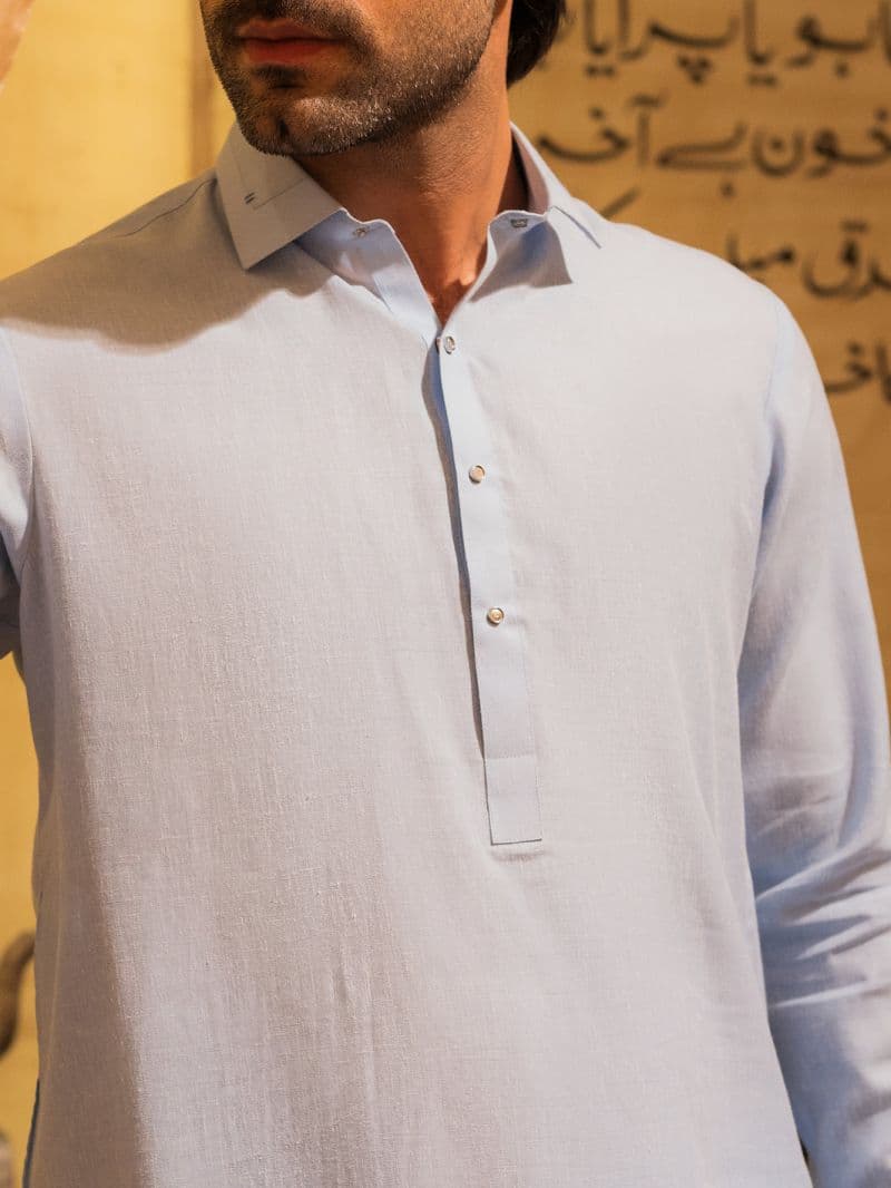Sky Blue Blended Kameez Shalwar thumbnail
