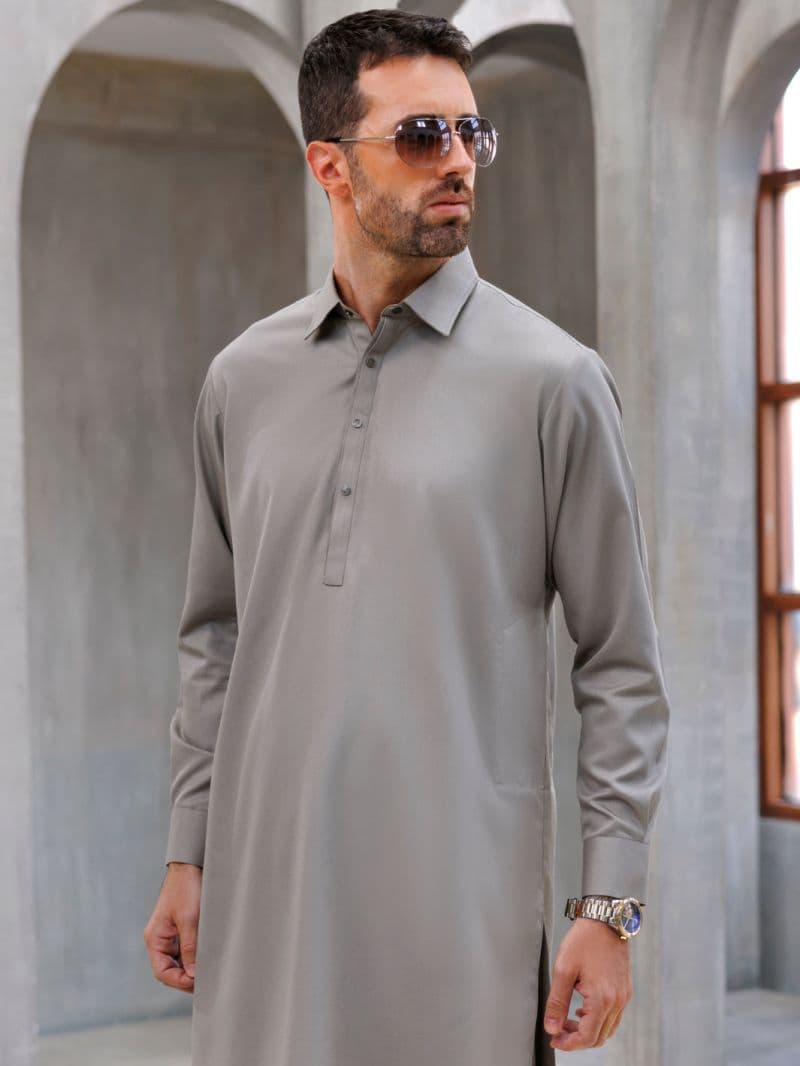 Light Grey Blended Kameez Shalwar