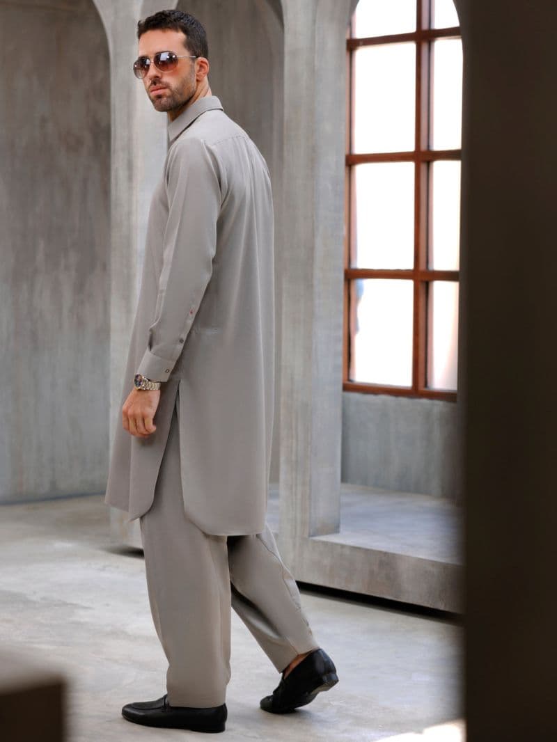 Light Grey Blended Kameez Shalwar