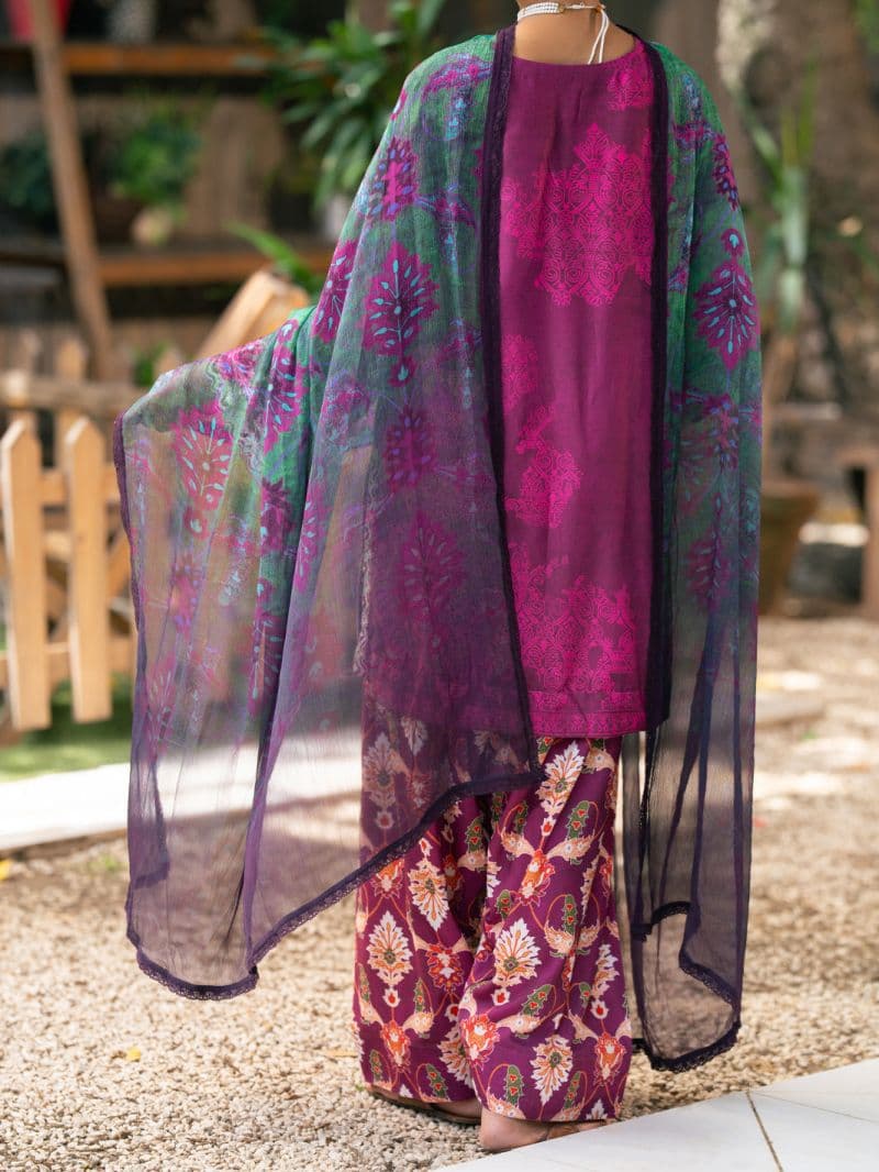 Plum Silk Lawn 3Pc Stitched thumbnail