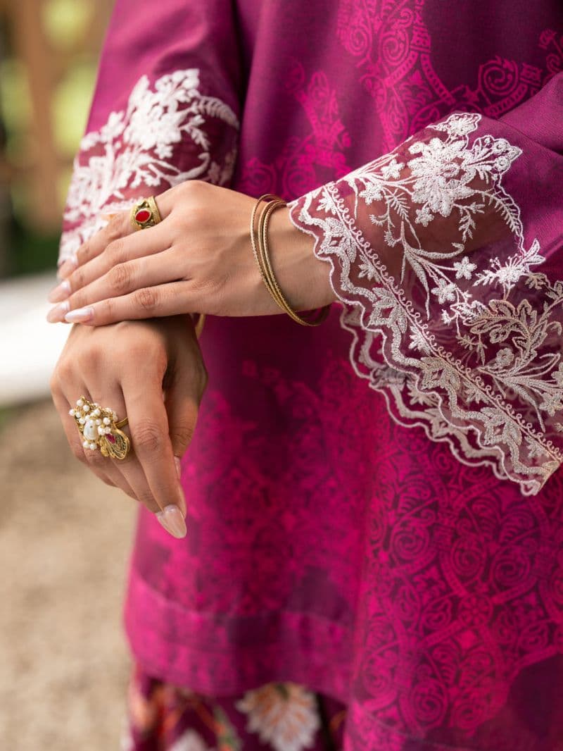 Plum Silk Lawn 3Pc Stitched thumbnail