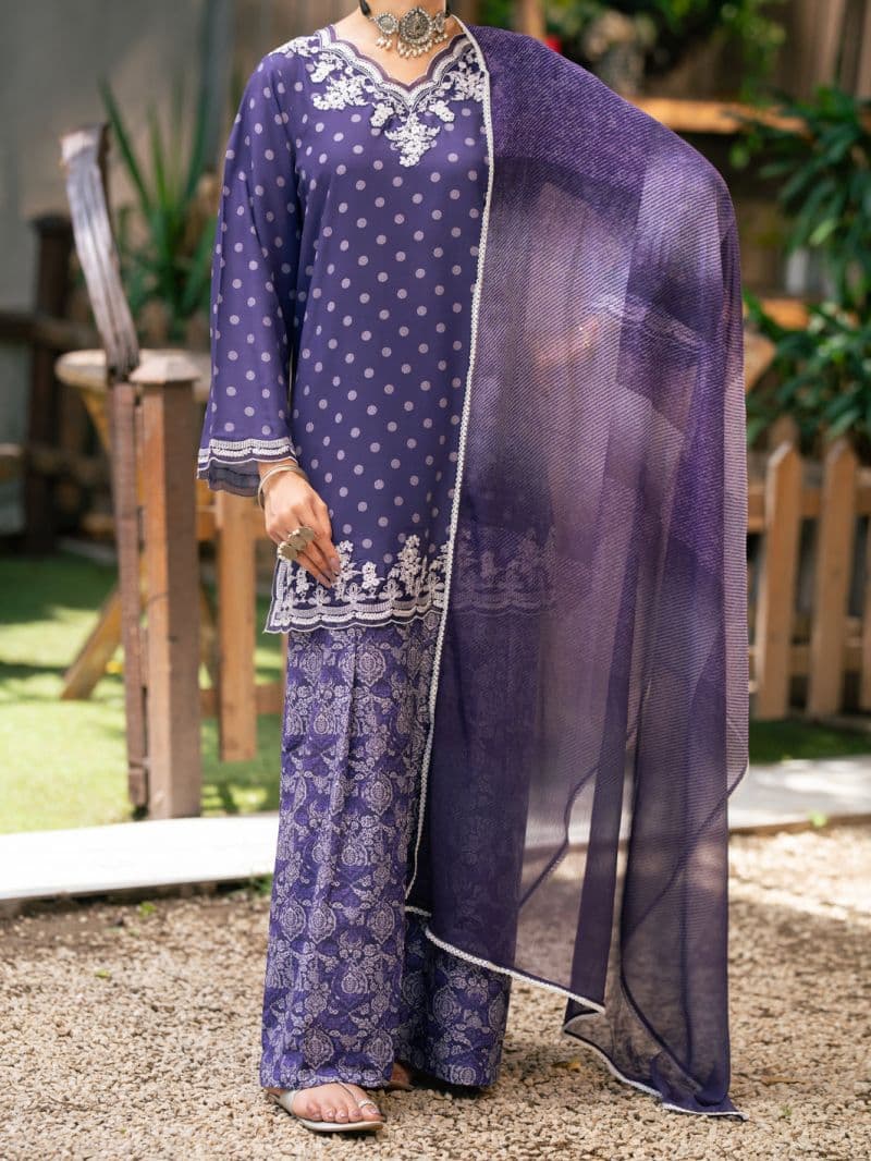 Purple Silk Lawn 3Pc Stitched thumbnail