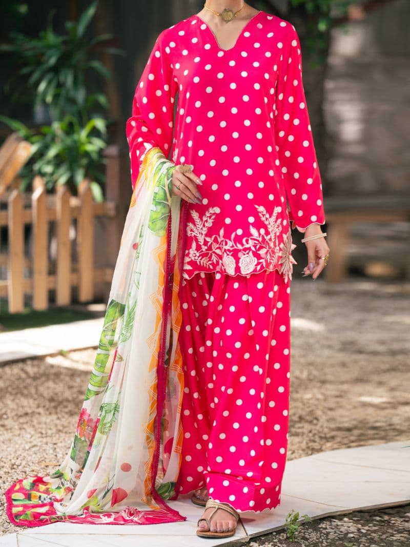 Fuchsia Silk Lawn 3Pc Stitched thumbnail