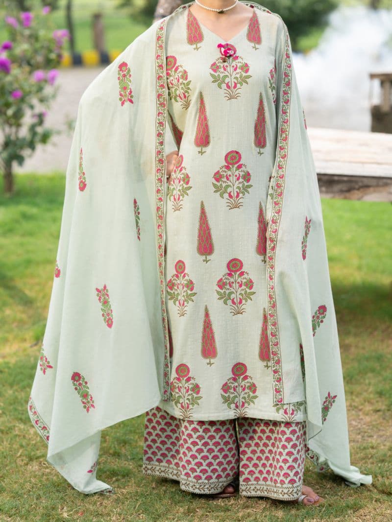 Light Green Cotton 3Pc Stitched thumbnail