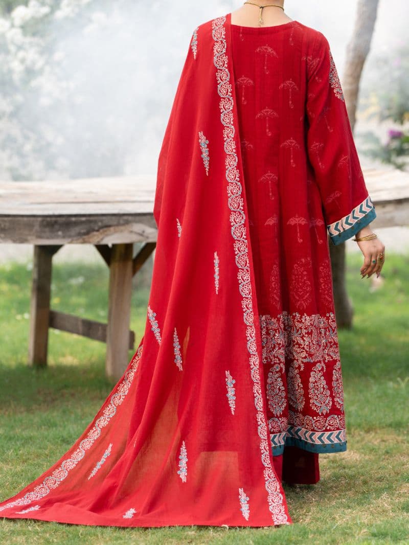 Red Cambric 3Pc Stitched