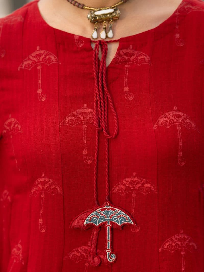 Red Cambric 3Pc Stitched