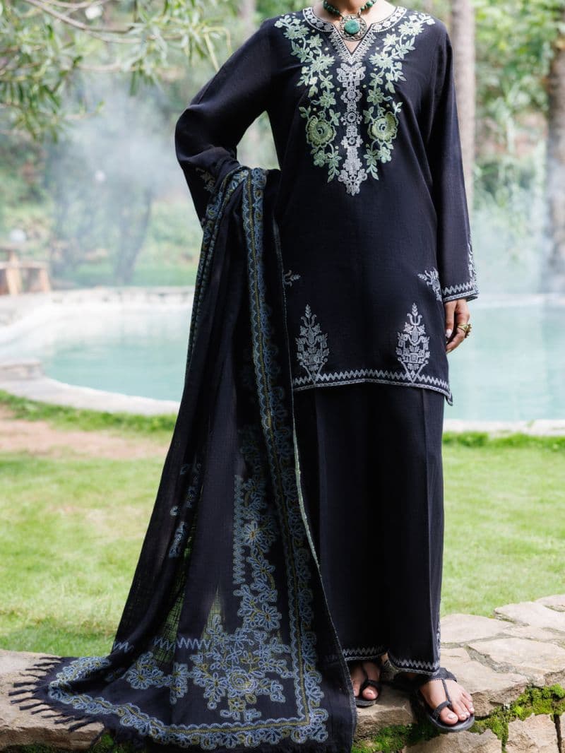Black Crosshatch 3Pc Stitched