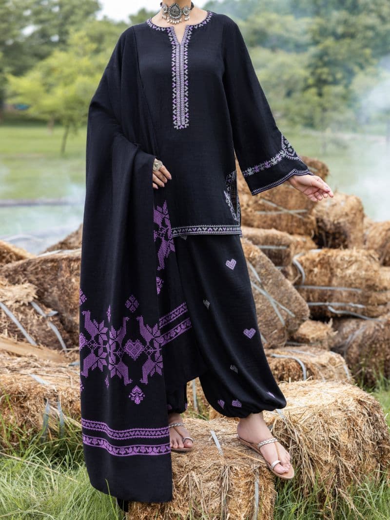 Black Light Khaddar 3Pc Stitched thumbnail