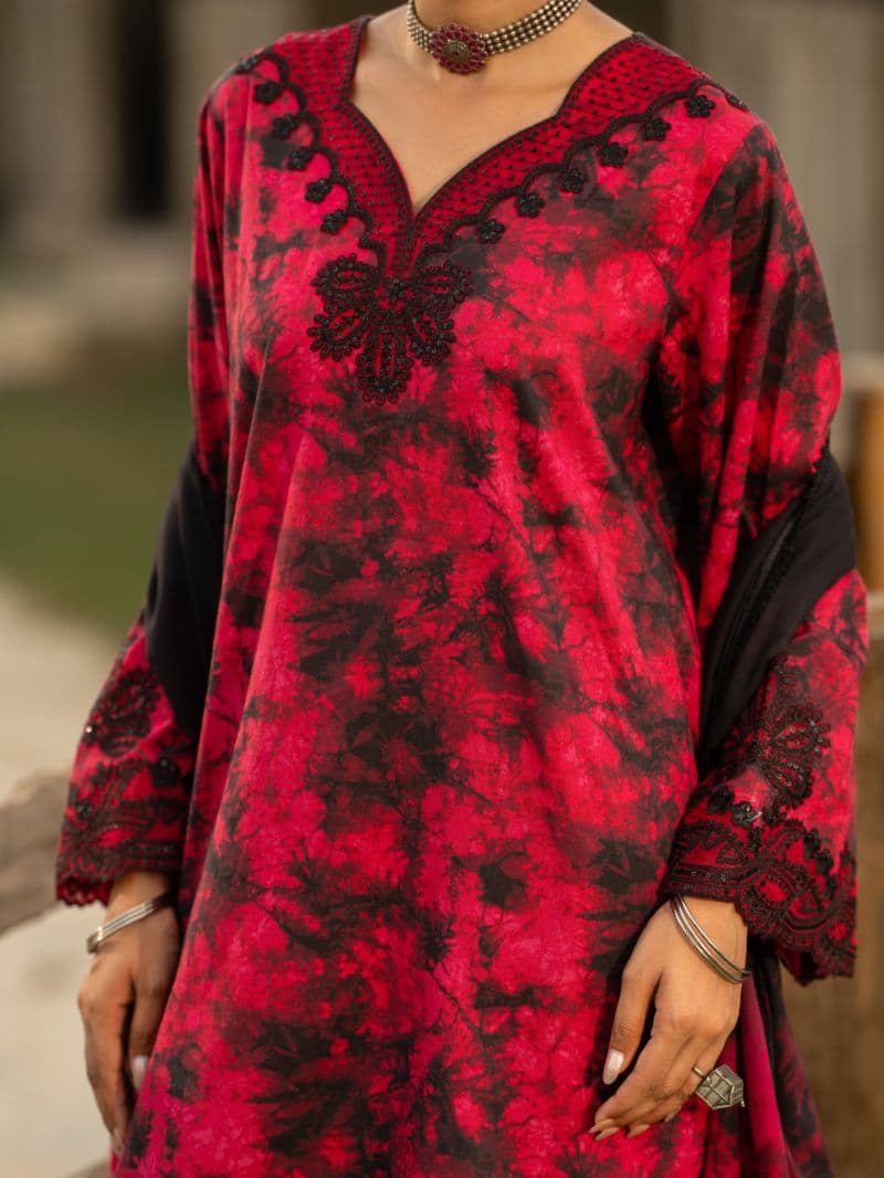 Fuchsia Cambric 3Pc Stitched