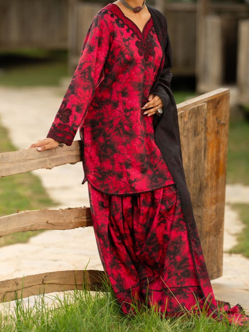 Fuchsia Cambric 3Pc Stitched