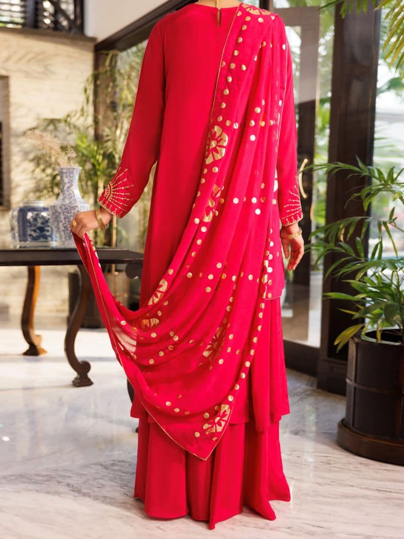 Fuchsia Viscose Sheesha Silk 3Pc Stitched thumbnail
