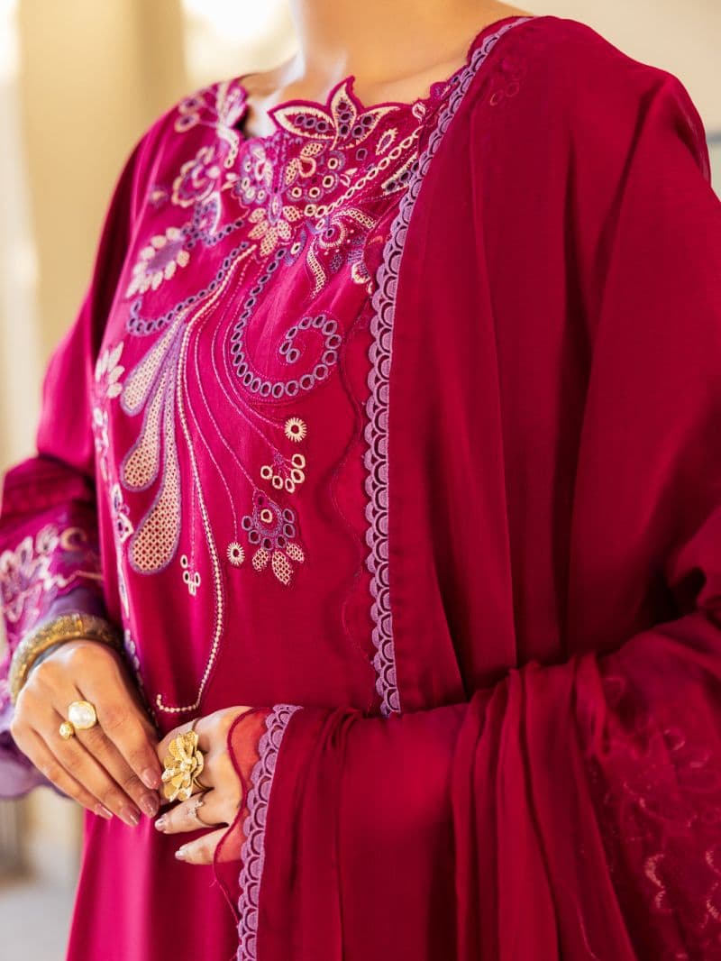 Fuchsia Lawn Stitched 3Pc
