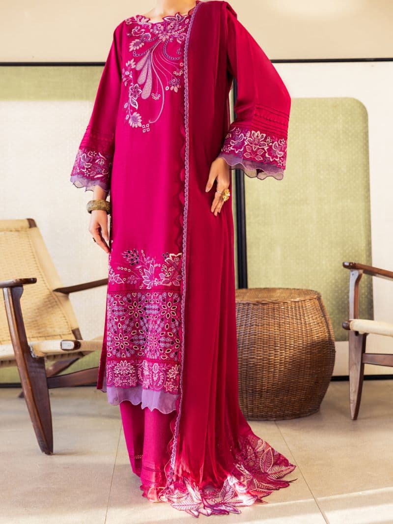 Fuchsia Lawn Stitched 3Pc
