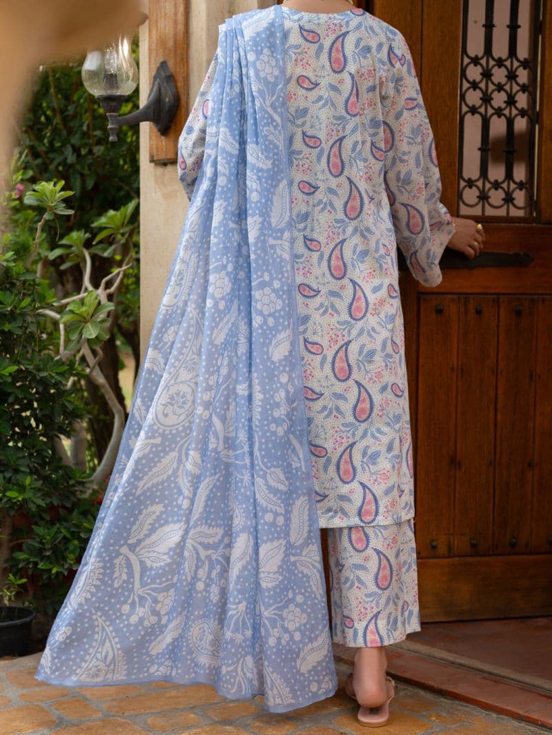 Ice Blue Cambric Stitched 3Pc thumbnail