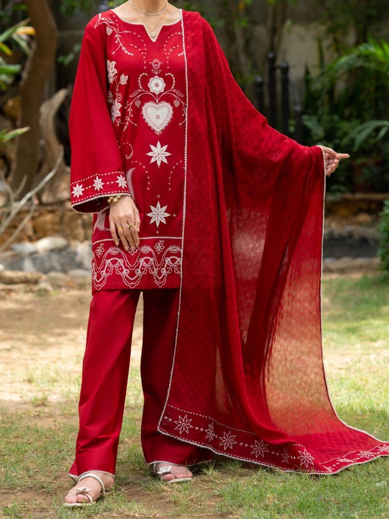 Red Cambric Stitched 3Pc
