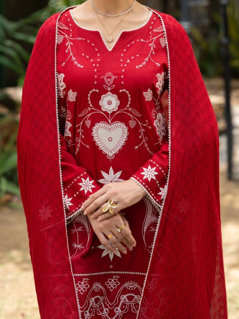 Red Cambric Stitched 3Pc