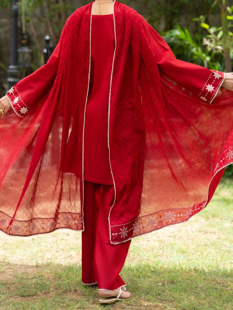 Red Cambric Stitched 3Pc