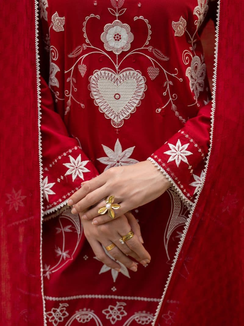 Red Cambric Stitched 3Pc