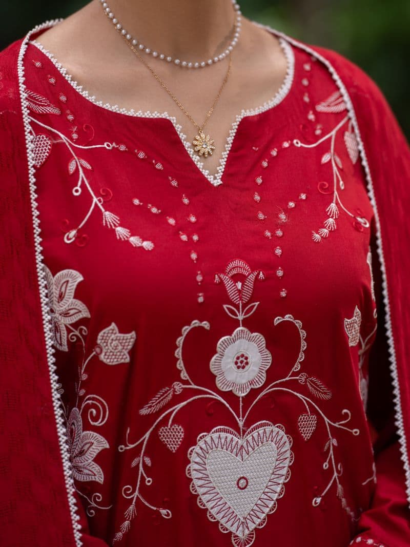 Red Cambric Stitched 3Pc
