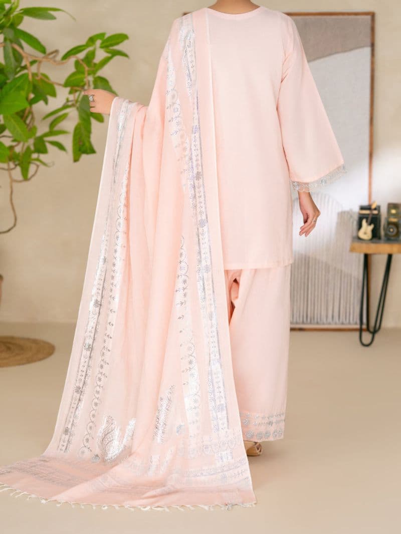Pink Lurex Cotton Stitched 3Pc thumbnail