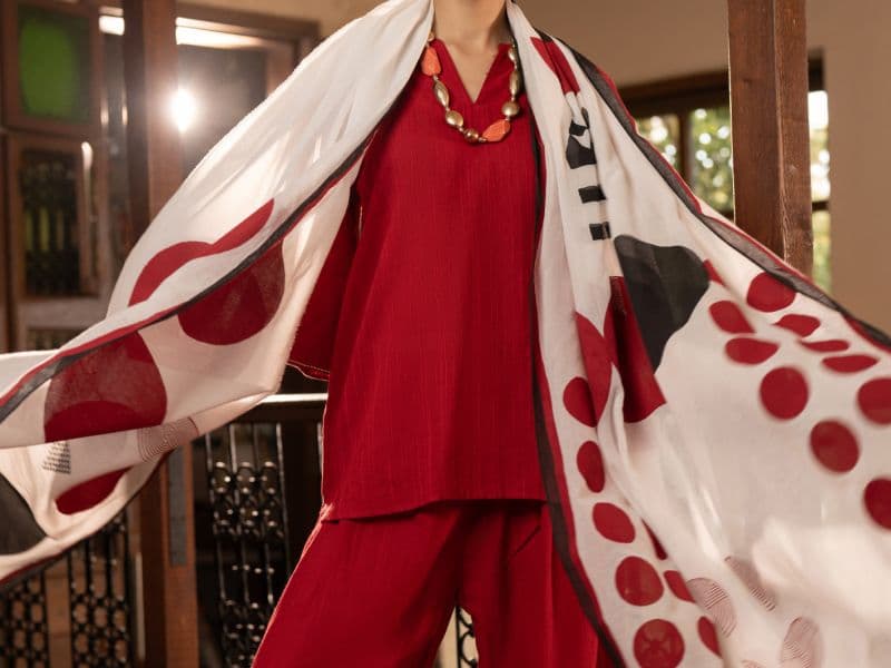 Red Dobby Stitched 3Pc thumbnail
