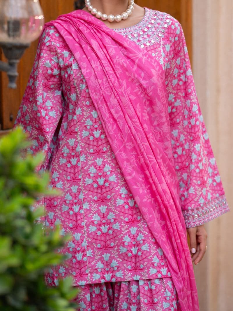 Pink Cambric Stitched 3Pc thumbnail