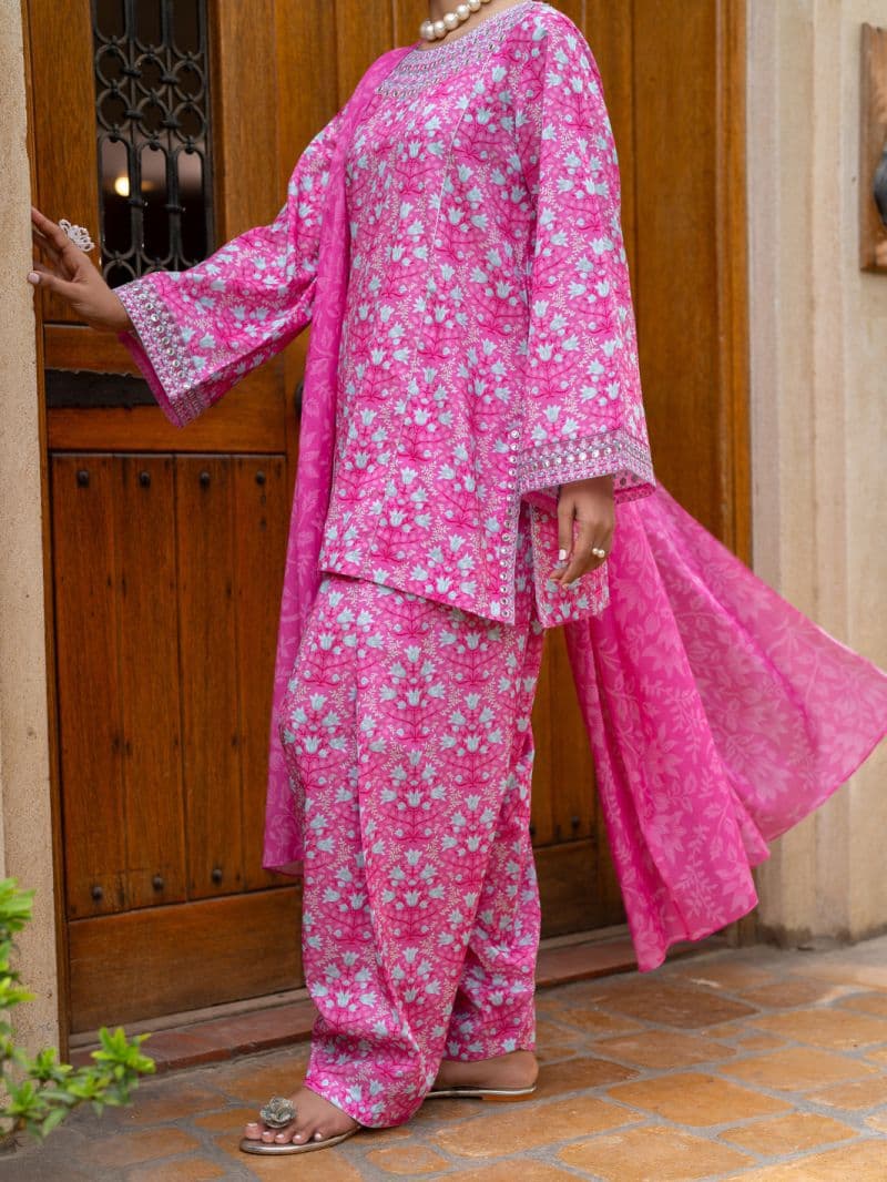 Pink Cambric Stitched 3Pc thumbnail