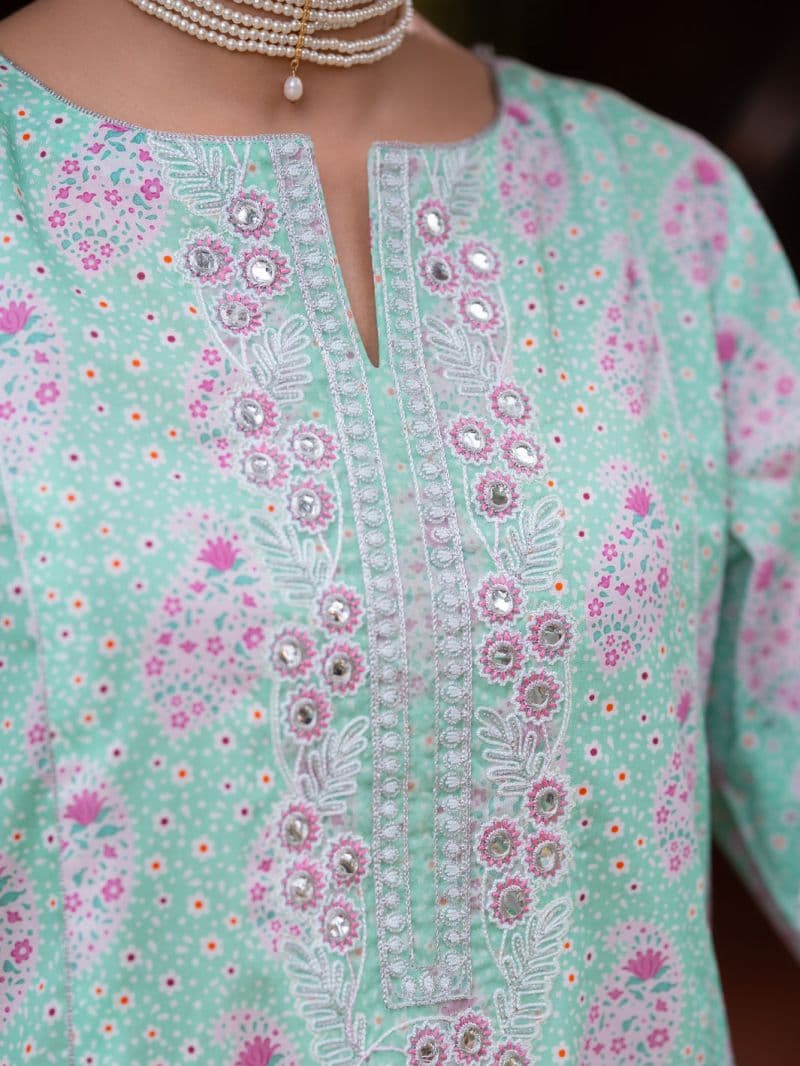 Light Green Cambric Stitched 3Pc- ALP-3PS-2579
