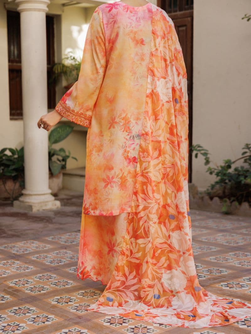 Peach Silk Lawn Stitched 3Pc- ALP-3PS-2606 thumbnail
