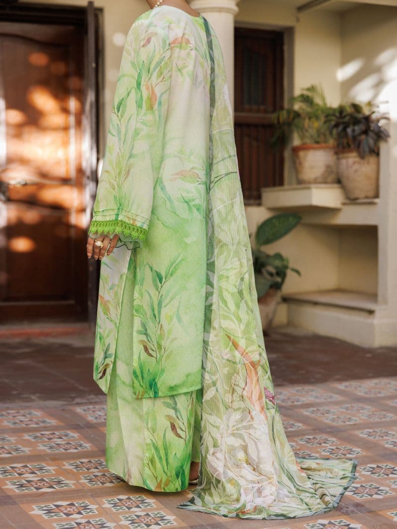 Light Green Silk Lawn Stitched 3Pc- ALP-3PS-2605 thumbnail
