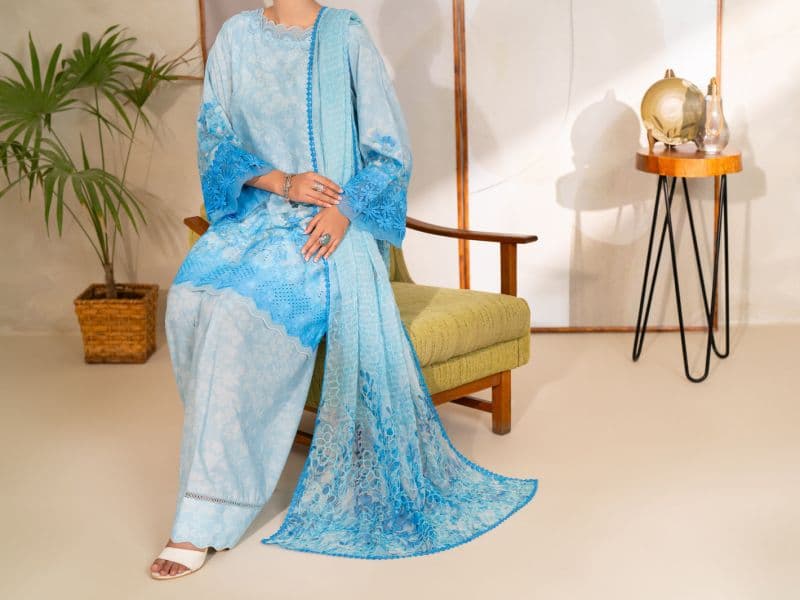 Sky Blue Silk Lawn Stitched 3Pc thumbnail
