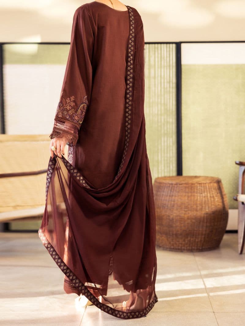 Brown Lawn Stitched 3Pc