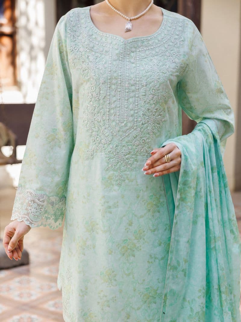 Light Green Lawn Stitched 3Pc- ALP-3PS-2639