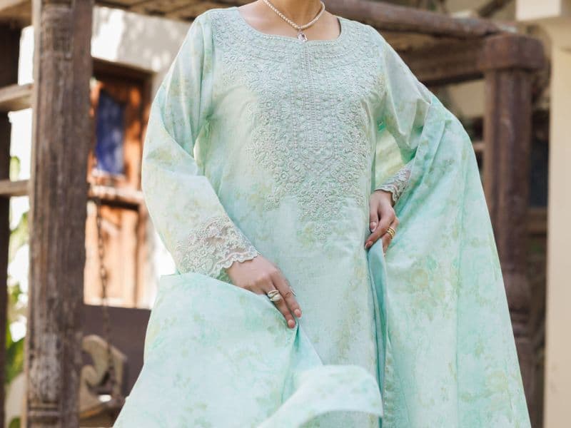 Light Green Lawn Stitched 3Pc- ALP-3PS-2639