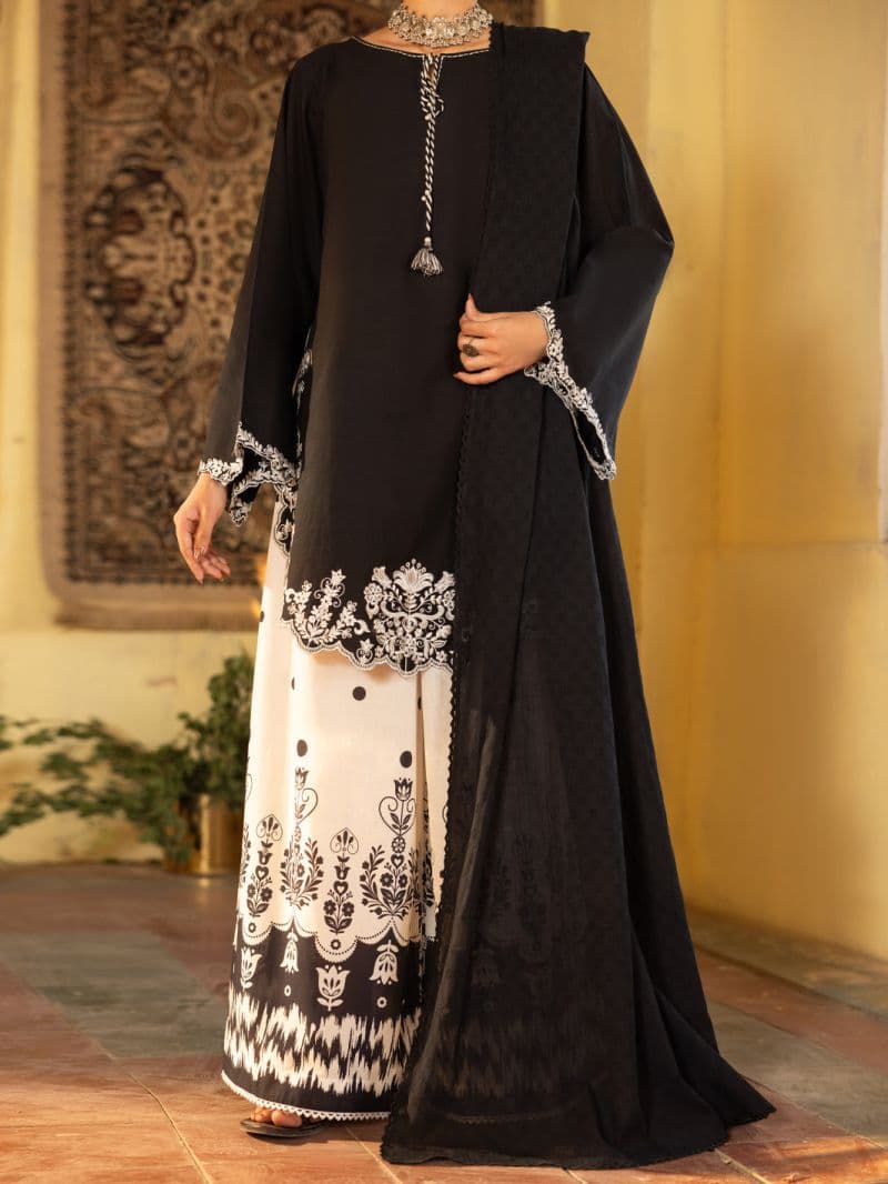 Black & White Cambric Stitched 3Pc thumbnail