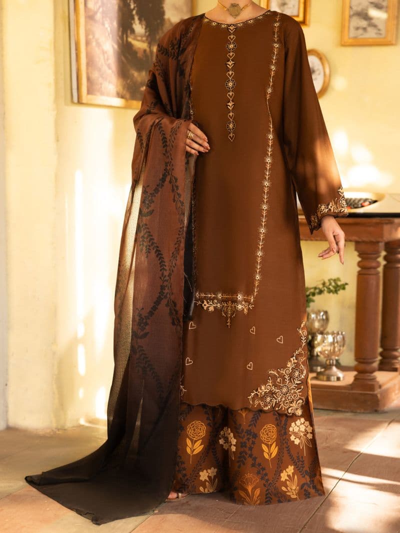 Brown Cambric Stitched 3Pc
