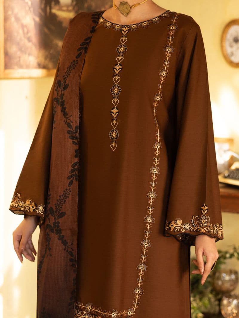 Brown Cambric Stitched 3Pc