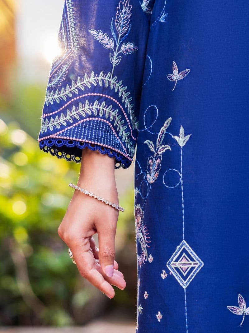 Blue Cambric Dyed Stitched 3PC thumbnail