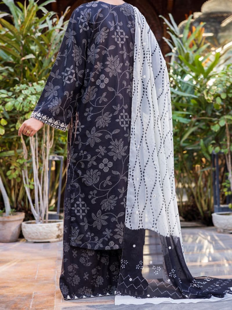 Black Lawn Stitched 3PC thumbnail